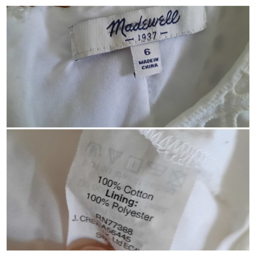 MADEWELL White Eyelet Trail Mini Sleeveless Sheath Dress with Pockets! - 6 - Picture 13 of 16